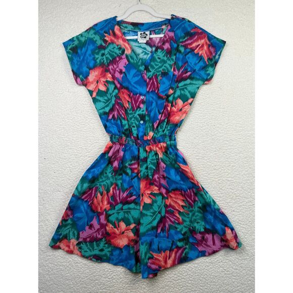Vintage Hilo Hattie‎ Womens Size Large Floral Postcard Hawaiian Shorts Romper - Picture 1 of 10